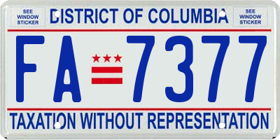 DC license plate FA7377