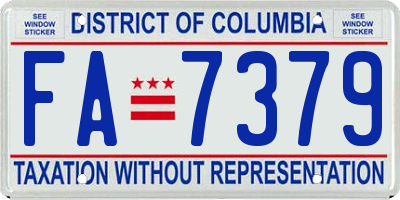 DC license plate FA7379