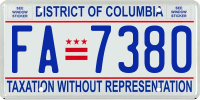 DC license plate FA7380