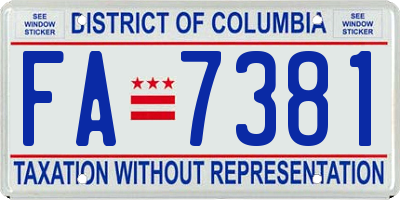 DC license plate FA7381