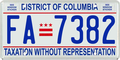 DC license plate FA7382