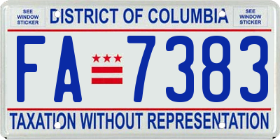 DC license plate FA7383