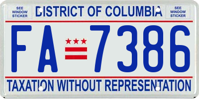 DC license plate FA7386