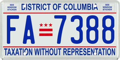 DC license plate FA7388