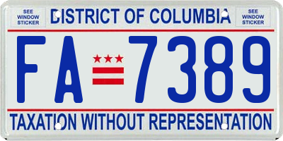 DC license plate FA7389