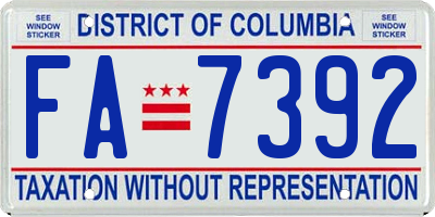 DC license plate FA7392