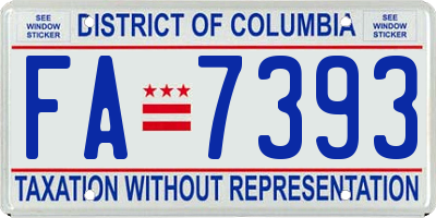 DC license plate FA7393