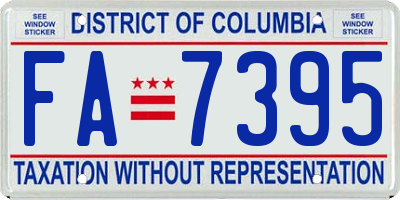 DC license plate FA7395