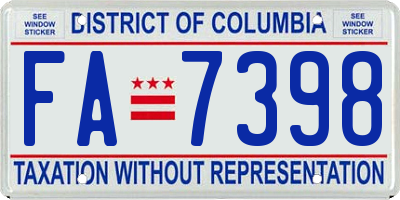 DC license plate FA7398