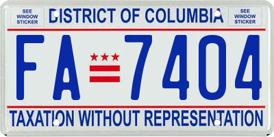 DC license plate FA7404