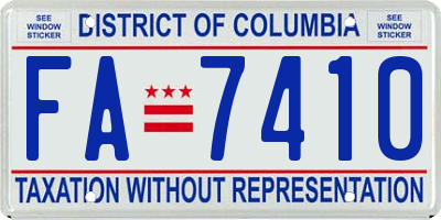 DC license plate FA7410