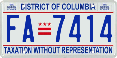 DC license plate FA7414