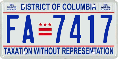 DC license plate FA7417