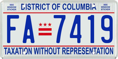 DC license plate FA7419