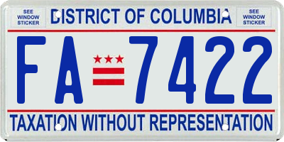 DC license plate FA7422