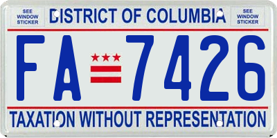 DC license plate FA7426