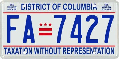 DC license plate FA7427