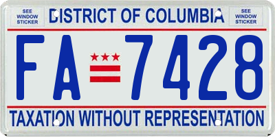 DC license plate FA7428