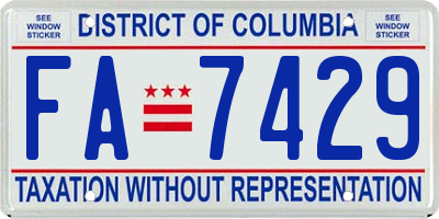 DC license plate FA7429