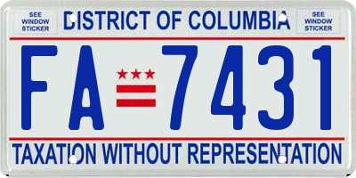 DC license plate FA7431