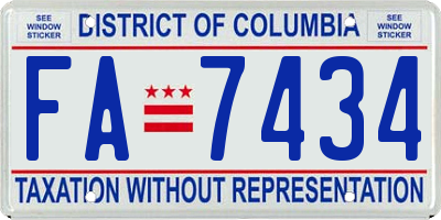 DC license plate FA7434