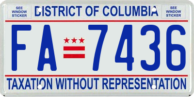 DC license plate FA7436