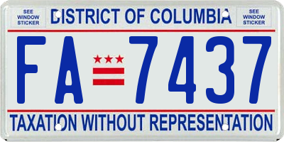 DC license plate FA7437