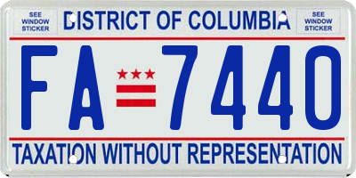 DC license plate FA7440