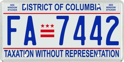 DC license plate FA7442