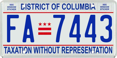 DC license plate FA7443