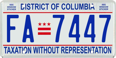 DC license plate FA7447