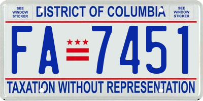 DC license plate FA7451