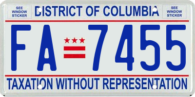 DC license plate FA7455