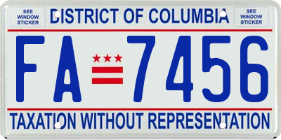 DC license plate FA7456