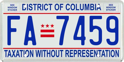 DC license plate FA7459