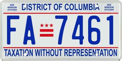 DC license plate FA7461