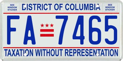 DC license plate FA7465