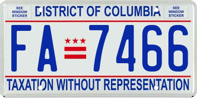 DC license plate FA7466