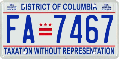 DC license plate FA7467