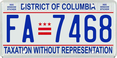 DC license plate FA7468