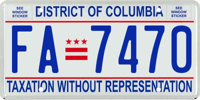 DC license plate FA7470