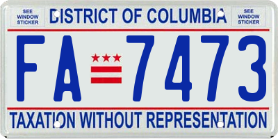 DC license plate FA7473