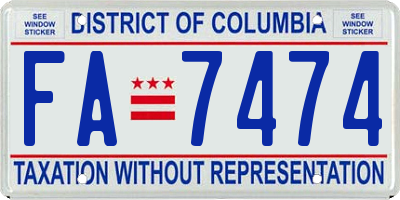 DC license plate FA7474