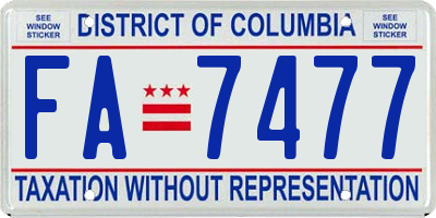 DC license plate FA7477