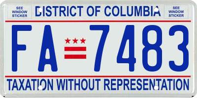 DC license plate FA7483