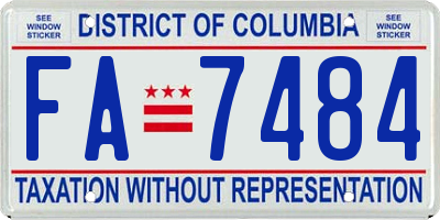 DC license plate FA7484