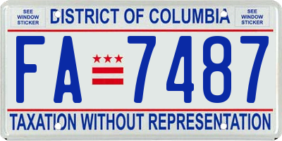 DC license plate FA7487