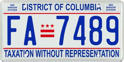 DC license plate FA7489