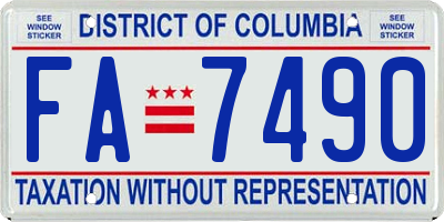 DC license plate FA7490