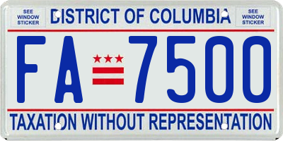 DC license plate FA7500